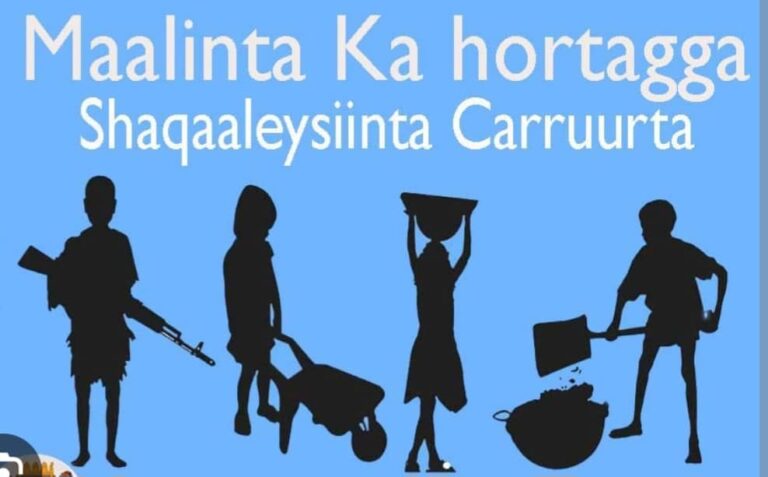 Dudina Oo Maanta laga Xusayo Maalinta ka hortaga shaqaaleysiinta  Caruurta